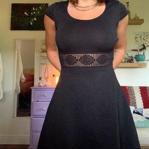love fire black short sleeved skater dress